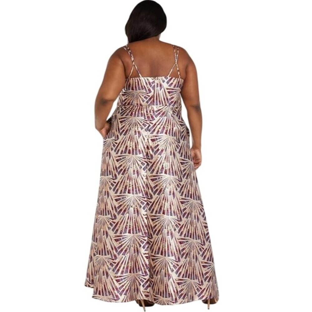 Nightway Formal Dress NWT Womens 18W NYE Prom HOCO Metallic Pockets Full Maxi - Picture 4 of 11